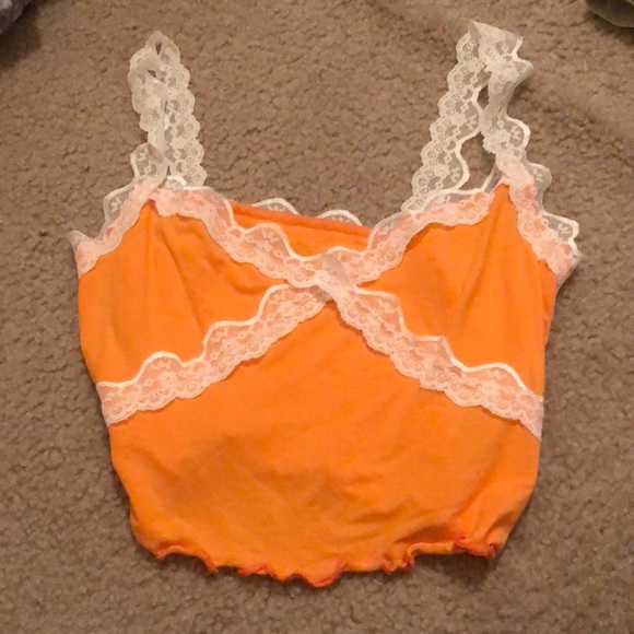 Selling cropped lace orange top - Picture 1 of 2